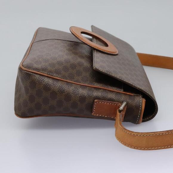 CELINE Macadam Canvas Circle Shoulder Bag Pvc Leather Brown Gold - Picture 5 of 13